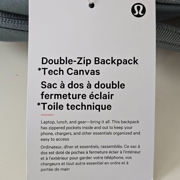 NWT LULULEMON CRBU Crater Blue Double Zip Tech Canvas Backpack OS - Picture 15 of 16